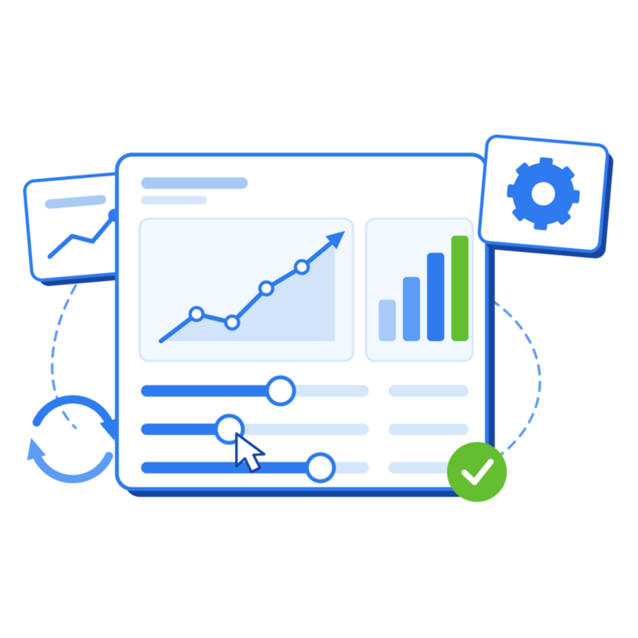 Marketing optimization for La Vergne, TN businesses — an analytics dashboard with rising charts and controls