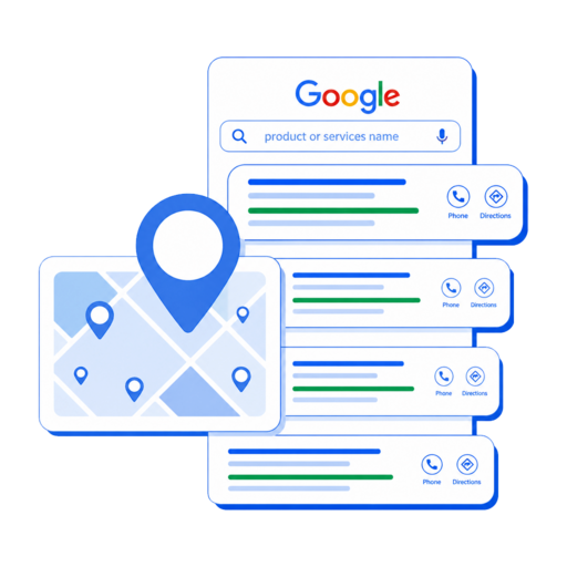 Online directory listings for Lebanon, TN businesses — a Google business listing beside a map with location pins