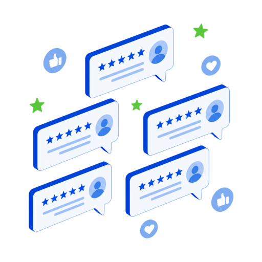 Reviews and reputation for Lebanon, TN businesses — five-star review cards with thumbs-up icons
