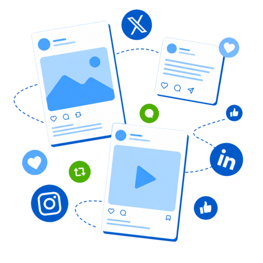 Social media marketing for Spring Hill, TN businesses — branded posts with likes, comments and platform icons