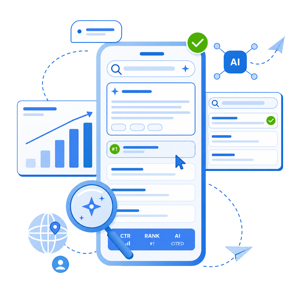 SEO Shelbyville TN services and AI search graphic